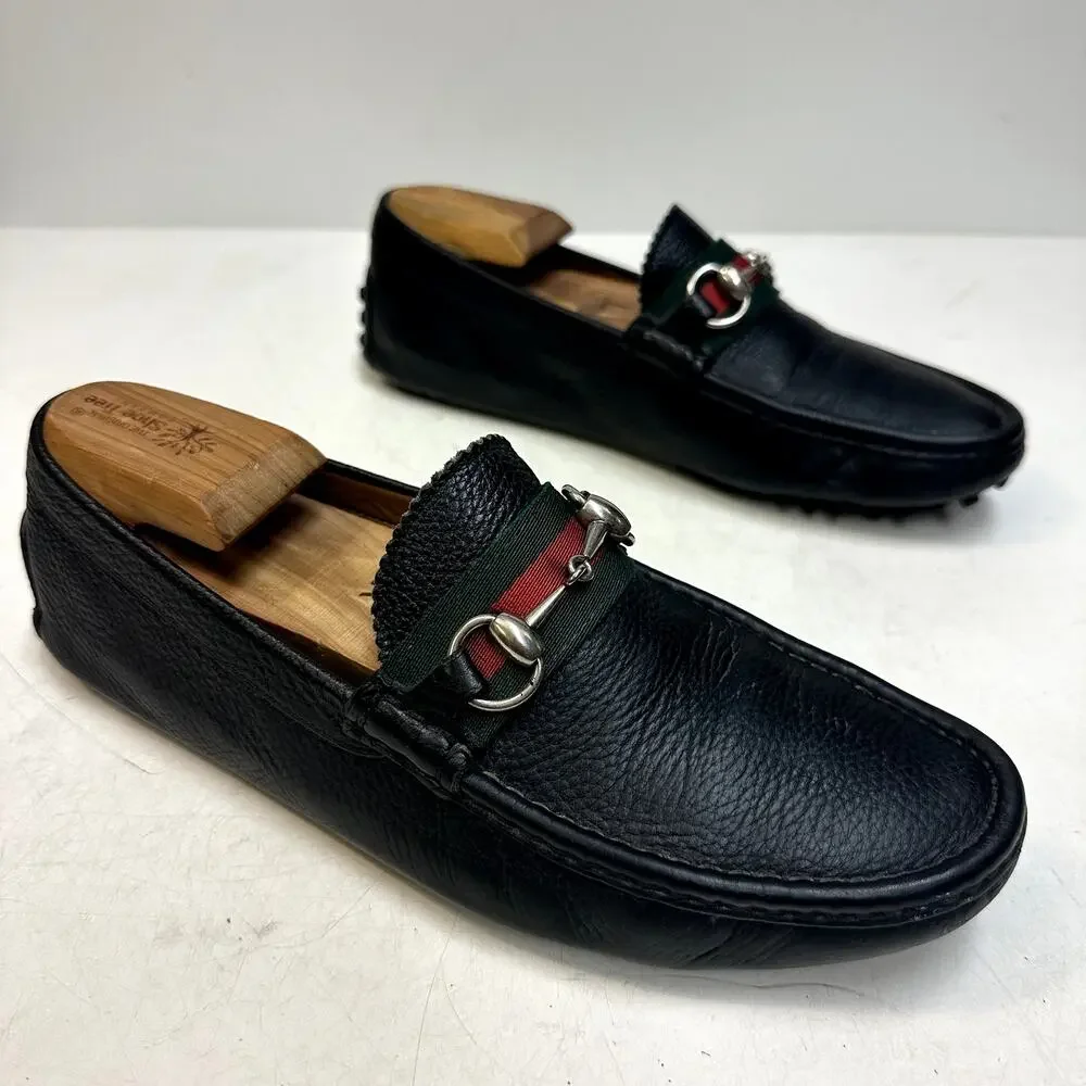 GUC Gucci Horsebit Driver Loafers Ayrton Quentin Green Red Made in Italy US 7.5